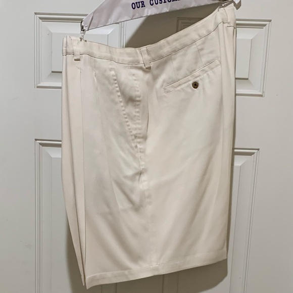 MENS SHORTS 46 W SILK 100% DRESS PALE YELLOW PLEATED BARACUDA JOSEPH & FEISS - Picture 7 of 15